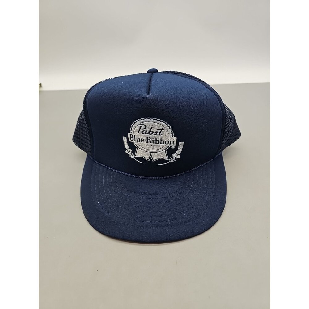 Vintage Navy Blue Pabst Blue Ribbon Rope Trucker Hat‎